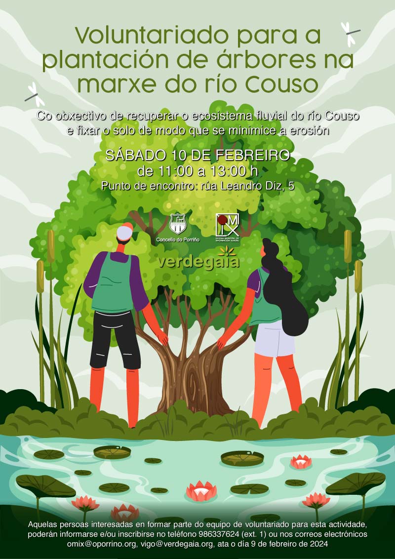 Voluntariado para a plantación de árbores na marxe do río Couso